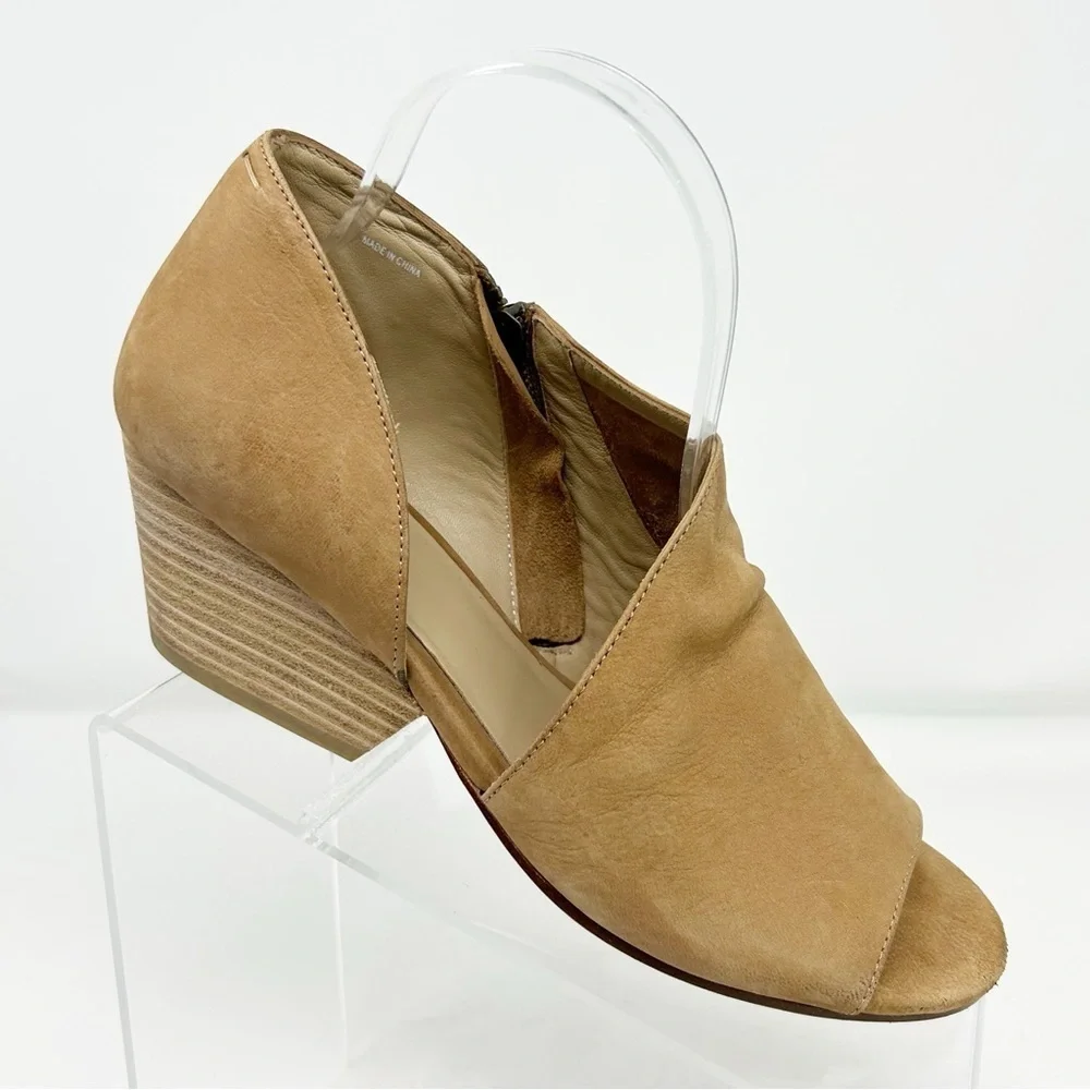Eileen Fisher Tan Light Brown Leather Heeled D'Orsay Heeled Sandals Size 8.5